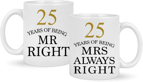 25th Wedding Coffee Mugs Set